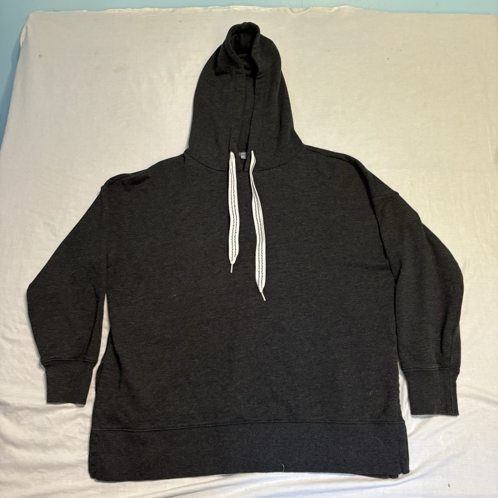 Aerie Oversized Hoodie Womens L Dark Gray Side Slits Lounge Wear Long Sleeve